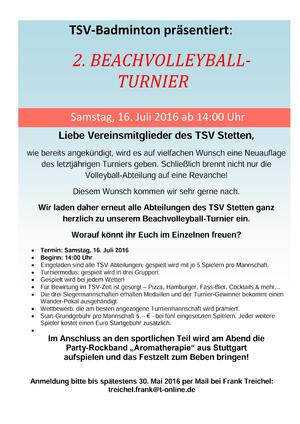 Einladung Beachvolleyballturnier 16